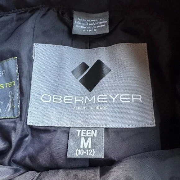 OBERMEYER Teen Enforcer Ski Pants Boys M 10-12 Medium Black Snowboarding Pant - Picture 9 of 13